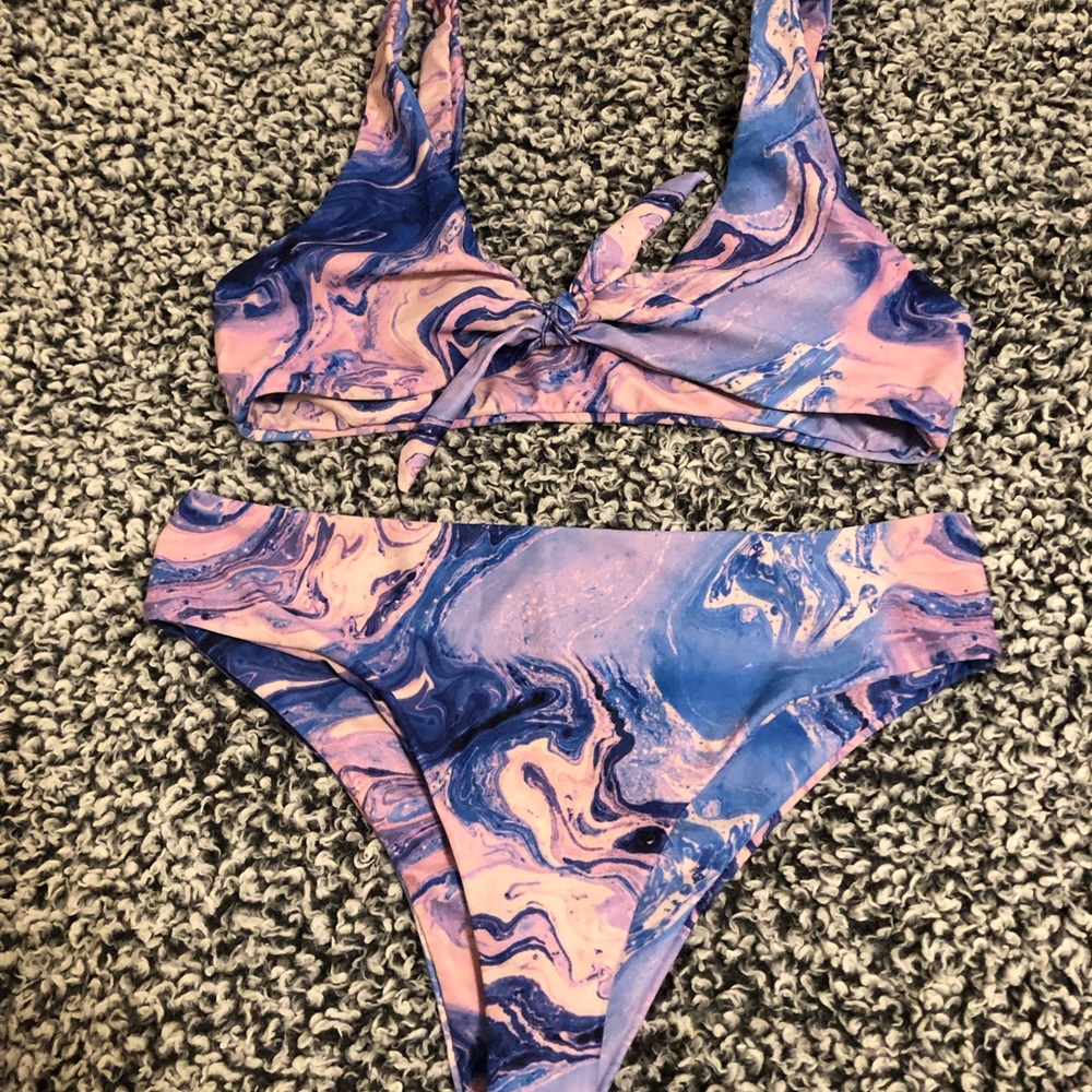 marble 2 piece bikini set